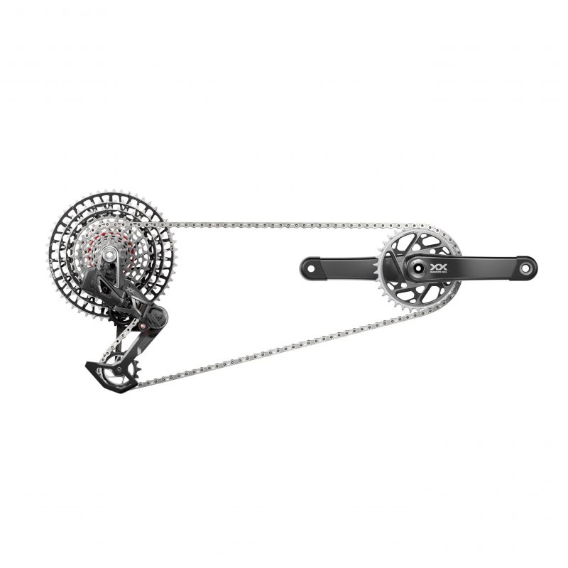 SRAM XXSL T-Type Eagle Transmission Powermeter AXS Groupset (RD W/Battery/Charger/Cord, EC Pod Ult, PM Spider XXSL Q174 55mm Chainline Dub W/DM 34T CR, CN 126L, CS XS-1299 10-52T) 2023