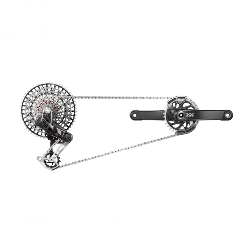 SRAM XX T-Type Eagle Transmission AXS Groupset (RD W/Battery/Charger/Cord, EC Pod Ult, FC XX Q174 55mm Chainline Dub MTB Wide W/DM 32T CR W/2 Guards, CN 126L, CS XS-1297 10-52T) 2023