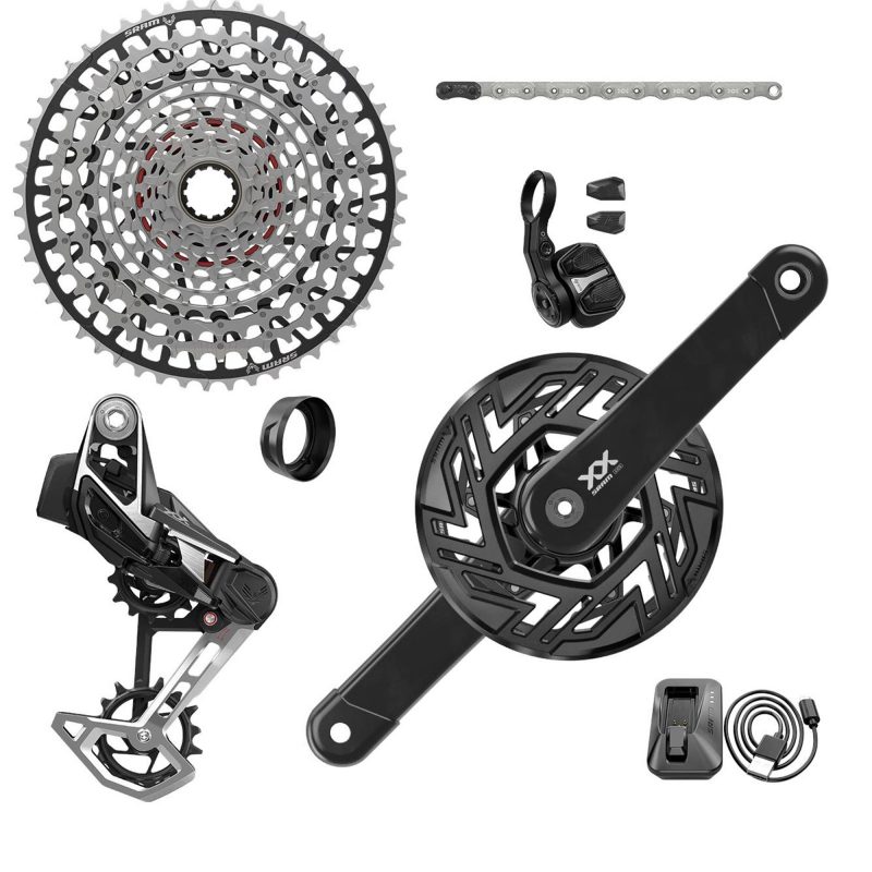 SRAM XX T-Type Eagle E-MTB Bosch Transmission AXS Groupset (RD w/Battery/Charger/Cord, EC POD Ult, FC XX Bosch ISIS 165 w/cap, CR T-Type 36T,Clip-on Guard, CN 126l, CS XS-1297 10-52t) 2023