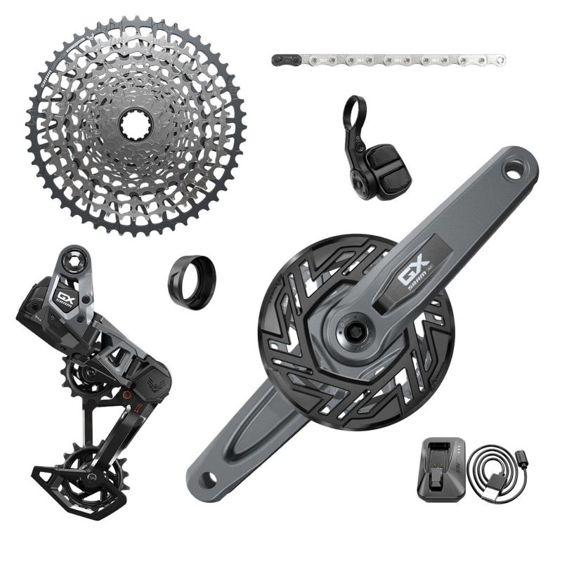 SRAM GX T-Type Eagle E-MTB Brose Transmission AXS Groupset (RD W/Battery/Charger/Cord, EC Pod, FC GX Brose ISIS 160 W/Cap, CR T-Type 36T, Clip-On Guard, CN 126L, CS XS-1275 10-52T)