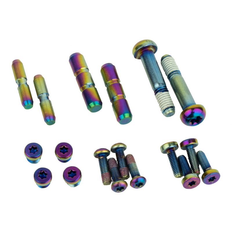 SRAM Spare - Disc Brake Lever Hardware Upgrade Kit - Rainbow (Includes Reservoir Cap Bolts, Bleed Screws, Swinglink Pins, MMX Bolts, Pivot Bolts) To Upgrade Qty 2 Levers, G2 Ult/RSC