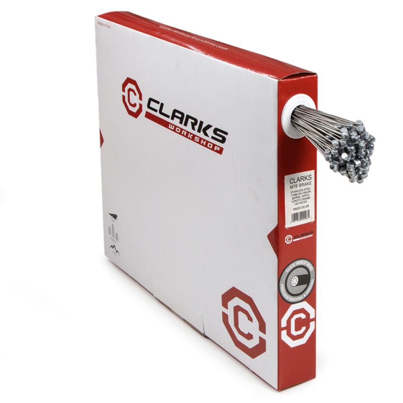 Clarks MTB/Hybrid S/S Inner Brake Wire W1.5 x L2000mm Barrel Nipple Dispenser Box (100pcs)