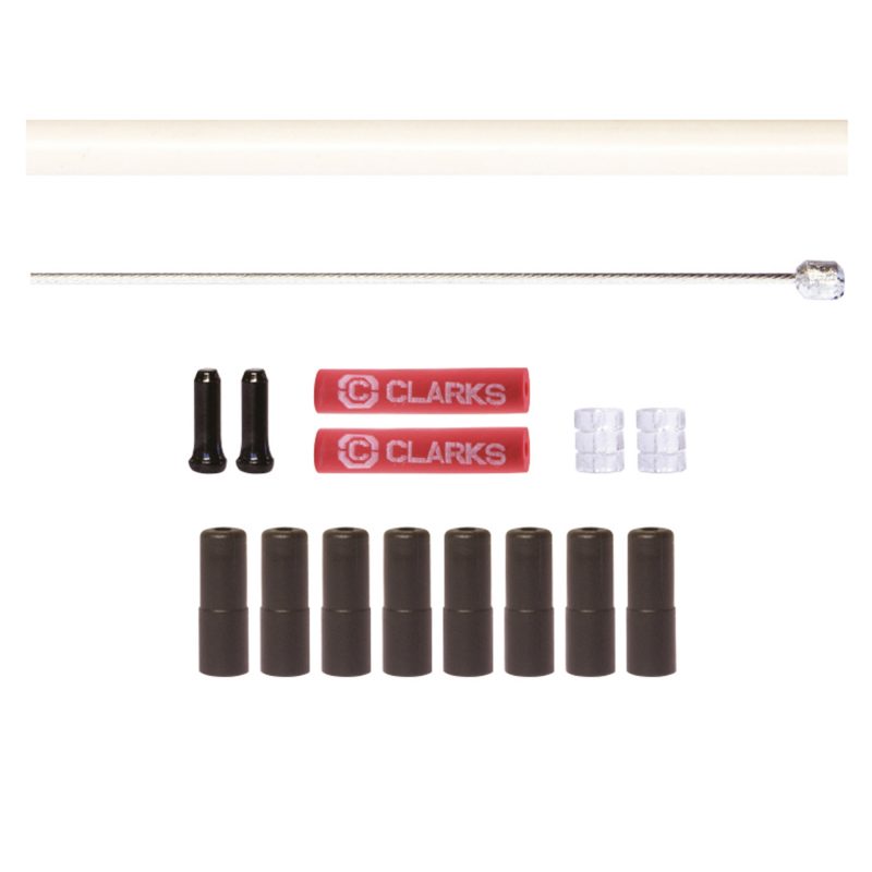 Clarks Universal S/S Front & Rear Gear Cable Kit w/SP4 White Outer Casing